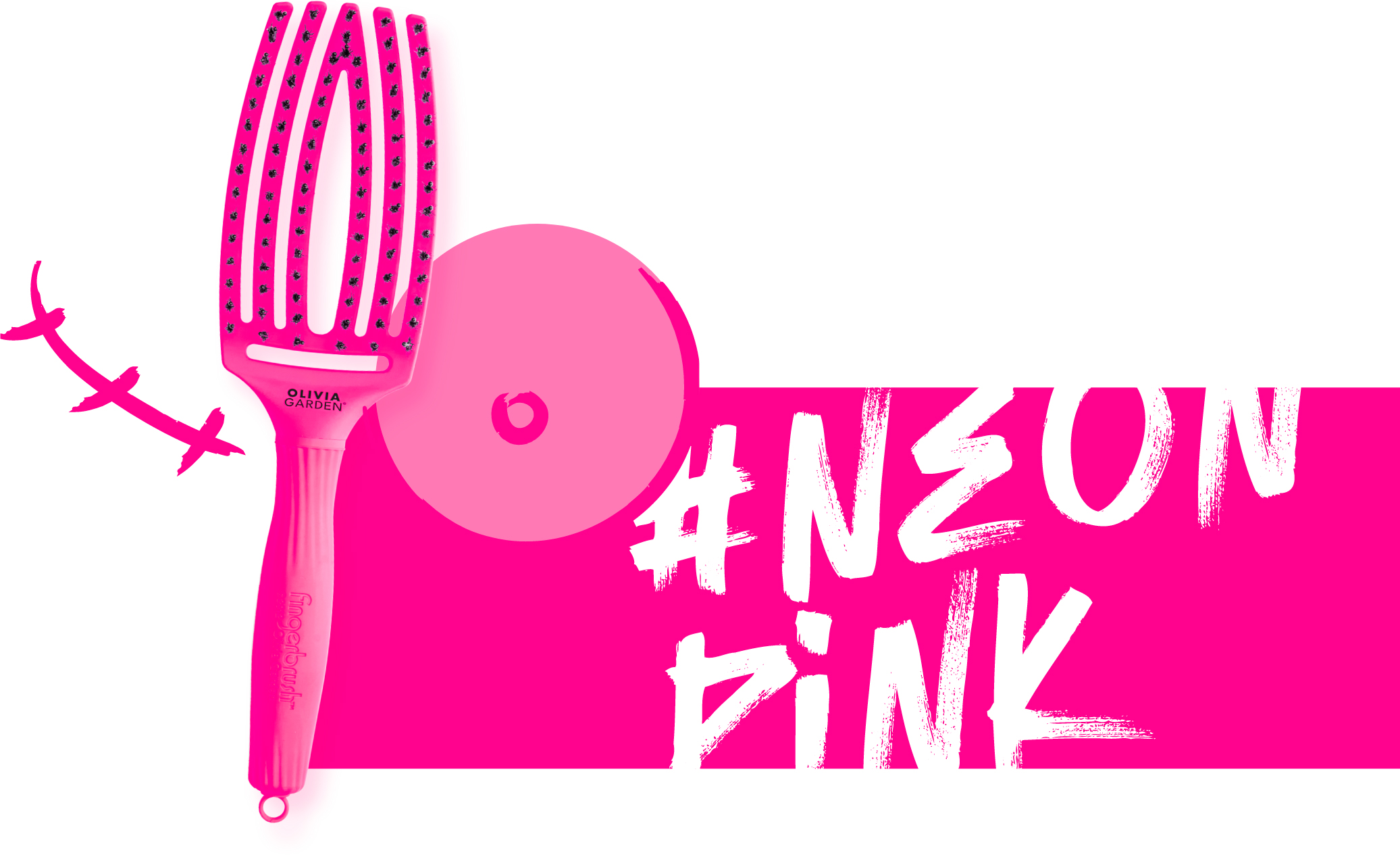 Olivia Garden Fingerbrush Combo Medium Think Pink Neon Pink